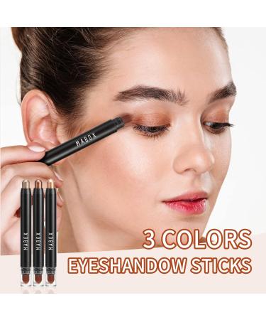 Vtrem 3 PCS Eyeshadow Stick Set - Neutral Cream Matte Eye Highlighter & Eyeliner Crayon Makeup with Brush - Shiny Cosmetics for Perfect Eyes - Buy Online on SooperMarket.com