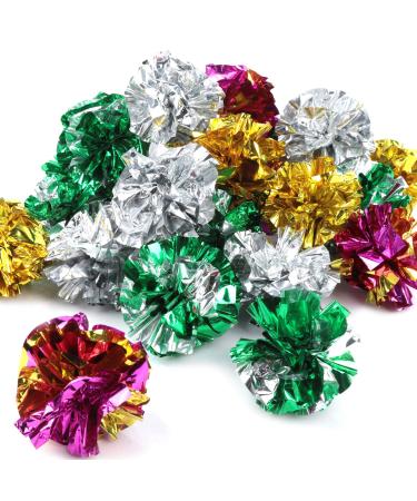 Bestsupplier 25 Pack Crinkle Balls Cat Toys - Original Mylar Crinkle Balls Cat Toys(Random Color)