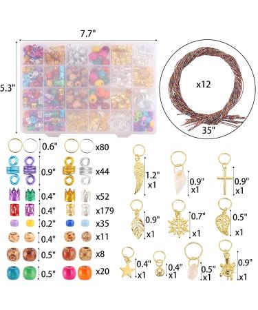 388pcs Loc Braid Jewelry for Hair Rings & Dreadlocks - Aluminum Braiding Cuffs, Clips, Pendants - Metallic Cord Decorations - 388 Piece Set - Buy Online on SooperMarket.com
