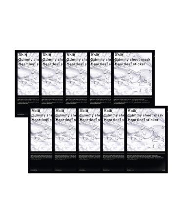 Abib Gummy Sheet Mask Heartleaf Sticker 10 Sheets I CICA Soothing for Sensitive and Dry Skin Refreshing and Hydrating Korean Facial Mask 1 Count (Pack of 10)