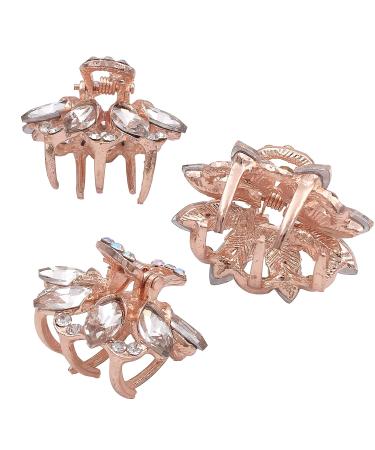 3PCS Crystal Rhinestone Rose Gold Hair Claw Clips for Women & Girls - Buy Online on SooperMarket.com