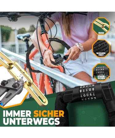 Mivelo High-Safety Bicycle Chain Lock - 100cm Long 8mm Hardened Steel Ideal for E-Bike MTB & Racing Bike - Secure Your Ride! - Buy Online on SooperMarket.com