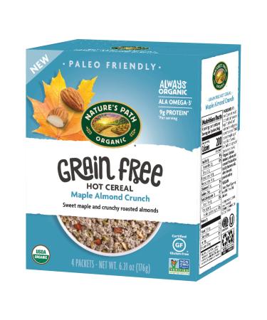 Nature's Path Organic Grain Free Maple Almond Crunch Hot Cereal, 16 Packets (Pack Of 4), Non-GMO, Paleo Friendly, Gluten Free, 9g Plant Based Protein, With Omega-3 Rich Chia Seeds