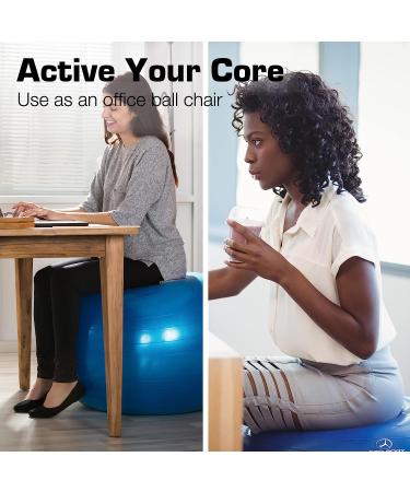 ProBody Pilates Ball - Blue 55cm Exercise Yoga Ball for Fitness, Pregnancy, Balance - Gym Grade Stability Ball Chair for Home & Office w/Pump - Buy Online on SooperMarket.com
