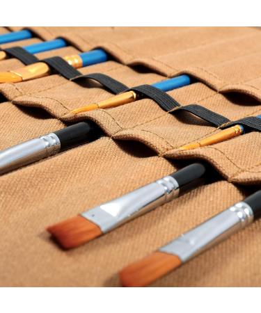 Denifiter Waxed Canvas Roll-up Pencil Bag  Heavy Duty Artist Paint Brushes Organize Pouch (Khaki) - Buy Online on SooperMarket.com