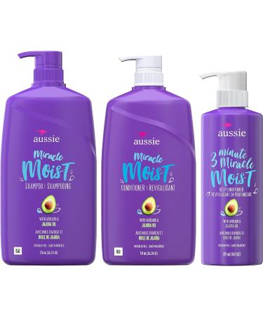 Aussie Total Miracle Shampoo Conditioner 3 Minute Miracle Treatment + Miracle Moist Shampoo and Conditioner Bundle - Buy Online on SooperMarket.com
