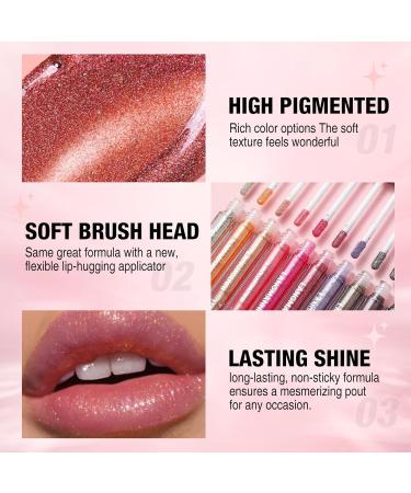 LANGMANNI 10 Colors High Shine Lipgloss Set - Diamond Gliter Shimmer Liquid Lipstick Kit for Girls - Buy Online on SooperMarket.com