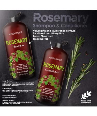Mystere Beaute Rosemary Shampoo and Conditioner Set - Promotes Hair Growth & Scalp Health - Volumizing Formula - Sulfate & Paraben Free - 16 fl oz each - Buy Online on SooperMarket.com