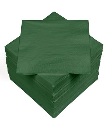 HEKU 100 single-colored napkins 3-layer 33x33cm i Uniform quality for events & gastronomy I practical 5-pack I highly absorbent and stylish dark green