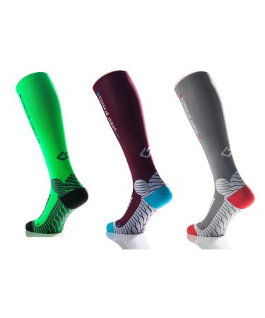Sport compression stocking under pressure Runattack compression: 18-21mmhg i high performance running stocking size.43-46 (calf scope: 32-44cm) neon green