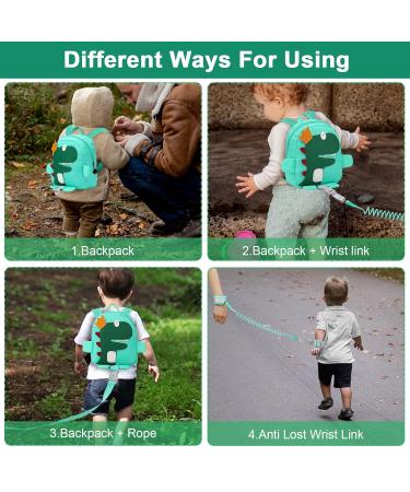 Accmor Toddler Dinosaur Backpack with Leash | 4 in 1 Kid Harness | Anti Lost Wrist Link | Walking Safety for Boys and Girls | Green - Buy Online on SooperMarket.com