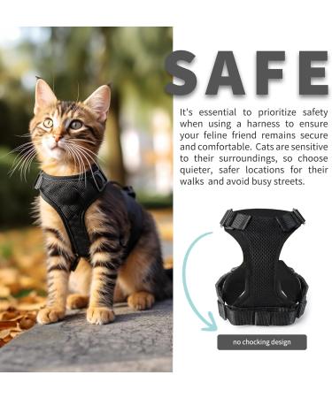 SOKANA Cat Harness and Lead Set for Walking Escape Proof - Lightweight Secure Kitten Harness and Lead Set also for Dogs Puppy Pet Small Size | Black - Buy Online on SooperMarket.com