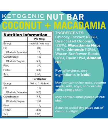 Fatt Keto Nut Bars - Coconut & Macadamia 15-Pack - Low-Carb Clean Keto Bar Snack with Super Fats - Vegan & High Fiber - 3g Carbs - 100% Natural - Sweetener Free - Aka Fattbar Coconut & Macadamia - Buy Online on SooperMarket.com