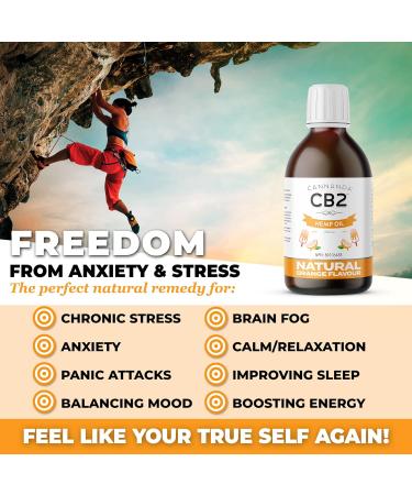 CB2 HEMP OIL - 225 000mg Extra Strength Organic / 240mL / 8oz | Pain Relief Anti-Inflammatory Stress & Tension Relief Enhanced Sleep | Natural Orange Flavor Omega 3 GLA | Certified Organic Non-GMO | Made in Canada - Buy Online on SooperMarket.com