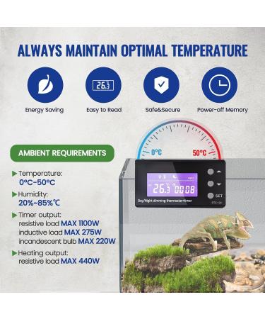 Bonlux PID Reptile Thermostat Plug Socket - Digital Dimmer Temperature Controller with Timer for Home Brew, Greenhouse, Reptile Vivarium - Heater Heat Mat Tube Heater - Buy Online on SooperMarket.com