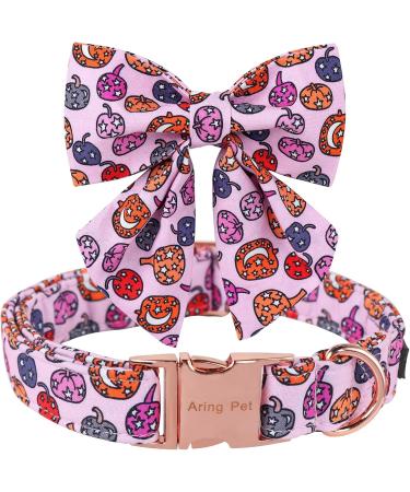 Shop Cute Pink Pumpkin Dog Collar | Aring Pet Halloween Halison - Cotton Halloween Collars for All Dog Sizes - Buy Online on SooperMarket.com