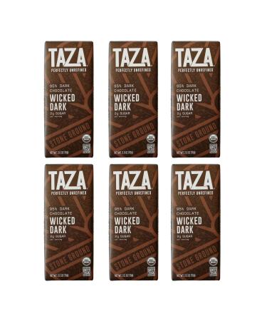 Taza Chocolate Organic Amaze Bar 95% Stone Ground Wicked Dark 2.5 Ounce (6 Count) Vegan Dark Chocolate 6 Count (Pack of 1)