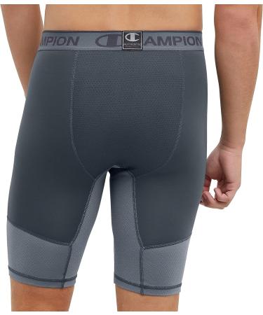 Champion Men's Total Support Pouch Compression Shorts - Wicking Sport Shorts (6 & 9 Options) - Large Size (9 Inches) - Stealth/Stormy Night C Logo - Buy Online on SooperMarket.com