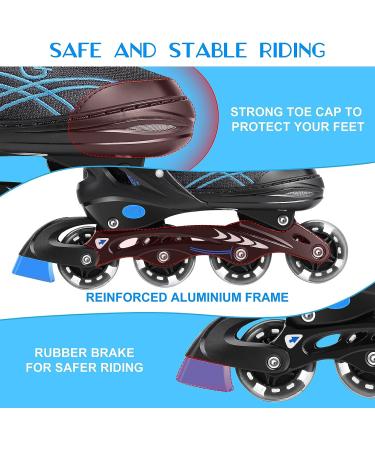 Soldow Adjustable Inline Skates with Light Up Wheels - Black Rollerblades for Kids and Adults - Buy Online on SooperMarket.com