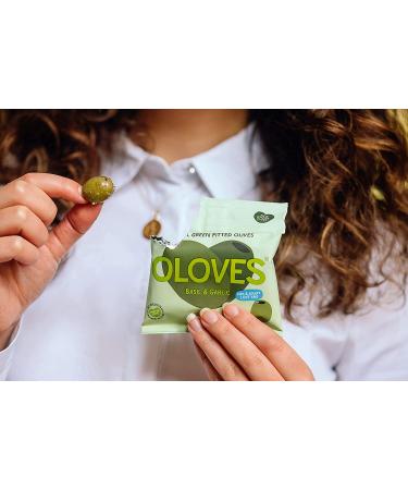 OLOVES Green Greek Pitted Olives | Basil & Garlic | Vegan, Kosher, Gluten Free, Keto Friendly | Fresh & All Natural Low Calorie Healthy Snack (30 Pack, 1.1oz Bags) - Buy Online on SooperMarket.com