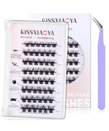Self Adhesive Eyelashes Reusable Press-On Lashes Mixed 9-14MM D Curl Cluster Lashes No Glue Needed Portability Invisible Band Natural Pre Glued Eyelashes Extensions (Mix 9-14mm D13) 1 count (Pack of 1) Mix 9-14mm D13
