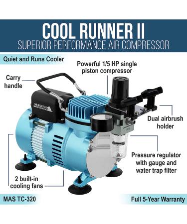 Master Airbrush Cool Runner II Compressor Kit with 3 Airbrushes & 6 Acrylic Paint Set - Buy Online on SooperMarket.com