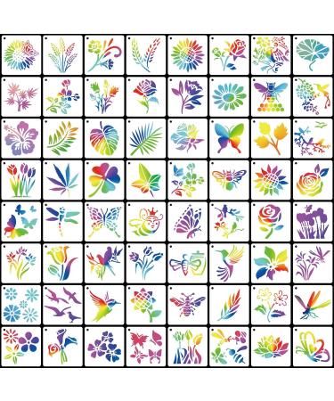 64 Piece Reusable Flower Plant Stencils for Painting on Various Surfaces - DIY Art and Craft Templates for Wood, Walls, Fabric, and More - Buy Online on SooperMarket.com
