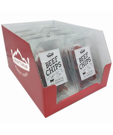 Craftsman Beef Chips |Wafer -thin smoked beef |Prote -rich dried meat |100% beef |Crispy Beef Jerky Chips for Party |Meat Snack to Go |Gluten -free (10 packs (display)) 300 g (1 Pack)