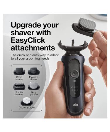 Braun Series 6 6075cc Electric Foil Shaver for Men | Wet & Dry Shave with Beard Trimmer | Clean & Charge SmartCare Center | Rechargeable Waterproof Razor in Black - Includes Leather Travel Case - Buy Online on SooperMarket.com