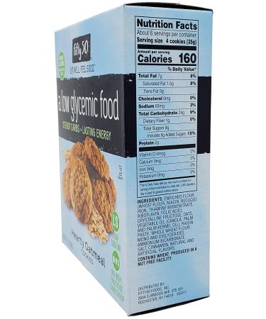 Fifty 50 Low Glycemic Hearty Oatmeal Cookies - 7 oz (198 g) | Healthy Snack - Buy Online on SooperMarket.com