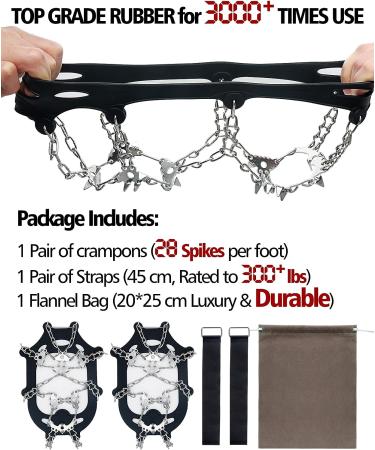 Ice Snow Spike Cleats for Hiking Boots - X-Large Stainless Steel Crampons - Buy Online on SooperMarket.com