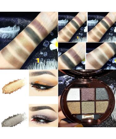 UIFCB Glitter Eyeshadow Palette - 6 Color Sparkle Shimmer Eye Shadow Makeup Set - Buy Online on SooperMarket.com