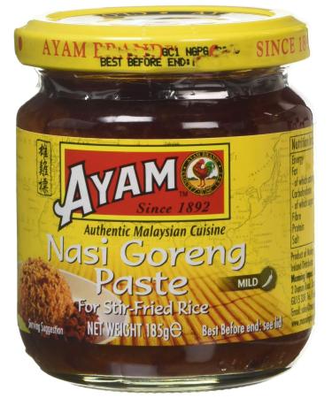 Ayam Nasi Goreng Paste 100 Natural Ingredients Fried Rice Asian Authentic Flavour Medium Spicy Easy and Quick Home Cooking DairyFree NonGMO No MSG No Preservatives 185g