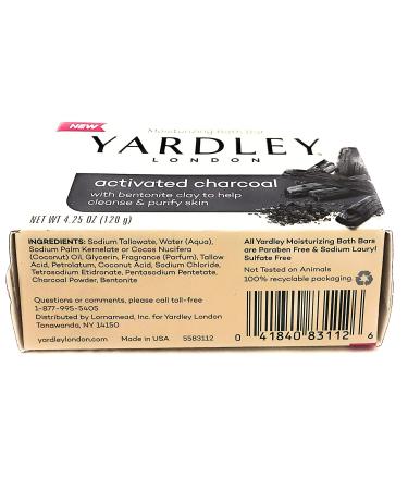Yardley London Activated Charcoal Moisturizing Bath Bar 4.25oz - 3 Pack - Buy Online on SooperMarket.com