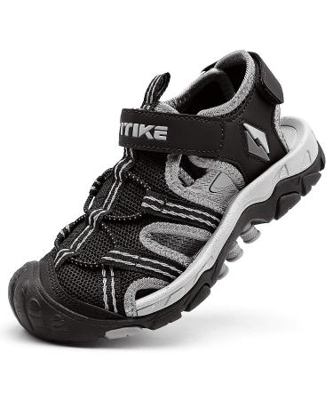 Boys Sandals Closed Toe Toddler Sandals for Girls Two Straps Kids Sandals Non Slip Boys Water Sandals Summer Shoes 11.5 Little Kid Chic Black