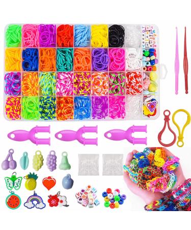 Yowamho 1581+ Loom Bands Kit in 30 Variety Colors, Rubber Band Bracelet Kit for Kids Weaving DIY Crafting Gift with Colorful Accessories for Kids Boys & Girls 1400