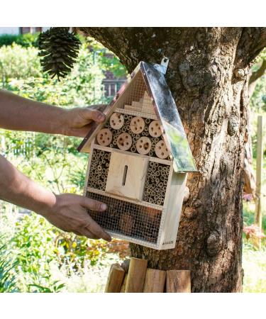 Navaris XL Wooden Insect Hotel - Natural Wood Garden Shelter for Bees, Butterflies, Ladybugs - 23 x 40 x 7 cm - Buy Online on SooperMarket.com