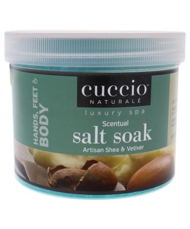 Cuccio Naturale Scentual Salt Soak - Invigorating Salts With An Irresistible Scent - Rejuvenate And Soothe Tired Feet - Softens And Leaves The Skin Fresh And Clean - Artisan Shea And Vetiver - 29 Oz