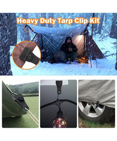 TEANTECH Tarp Clips with Carabiner Kit - Heavy Duty Lock Grip Camp Tent Clamp Clips - 20pcs Black Upgrade for Outdoor Camping and Canopies - Buy Online on SooperMarket.com