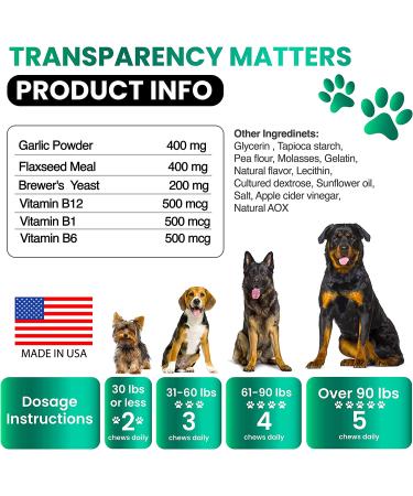 Flea & Tick Prevention Chewables for Dogs - Natural Control Supplement - Oral Pills for All Breeds - Made in USA - Buy Online on SooperMarket.com
