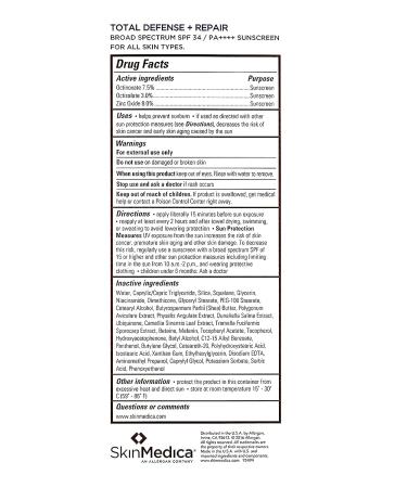 SkinMedica Total Defense + Repair SPF 34 Sunscreen 2.3 oz - Broad Spectrum Protection - Buy Online on SooperMarket.com