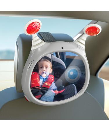 Benbat Oly Active Baby Car Mirror | Shatter-Proof, Rear Facing, Entertaining & Soothing | Adjustable Headrest Mirror with Remote Control - Grey - Buy Online on SooperMarket.com