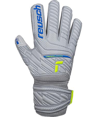Reusch Men s Attract Finger Support Goalkeeper Gloves - Unisex Outer Seam Cut Grip Surface Light Gray-Blue-Yellow Adult Football Gloves with Finger Protection - Size 8 - Buy Online on SooperMarket.com