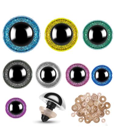160pcs Large Safety Eyes for Amigurumi Glitter Eye for Stuffed Animals for DIY Dolls Puppets Bear Crafts Animals Amigurumi Making Supplies(Colorful)