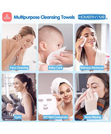 HOMERHYME Facial Tissue: 600 Count Biodegradable Makeup Remover Wipes - Ultra-Soft, Lint-Free, Unscented - for Travel Skincare & Personal Cleansing (6 Pouch) - Buy Online on SooperMarket.com