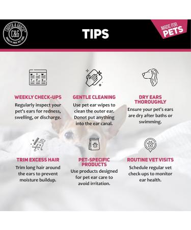 Biodegradable Anti-Fungal Ear Wipes for Dogs & Cats | 100 Soothing Cleaning Wipes | Gentle & Quick Solution for Ear Wax & Itchiness - Buy Online on SooperMarket.com