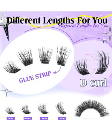 Buy Wiwoseo Self Adhesive Eyelashes | Pre-Glued Cluster Extensions | Waterproof D Curl Lash Clusters - No Glue Needed - Buy Online on SooperMarket.com