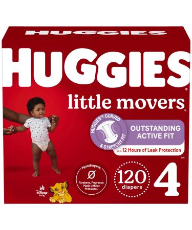 Huggies Little Movers Baby Diapers Size 4 Mega Colossal 120 Ct Size 4 (120 Count)