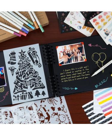 Bemece Scrapbook Album 12.6x8.3 Inch | 80 Pages | Extra Large DIY Handmade Album for Anniversary, Wedding, Travel | Black Card Design with Pen | Craft Paper Thick Scrapbook - Buy Online on SooperMarket.com