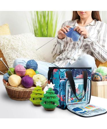 VICARKO Yarn Storage Tote Knitting Bag with Dividers, Pockets, Grommet Holes, Project Storage - Hawaii Blue Small - Buy Online on SooperMarket.com